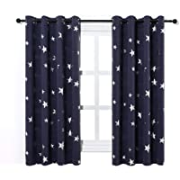 Los mejores  - Anjee Cortinas Opacas con ojete Cortinas térmicas Silver Star 2 Paneles 46 x 54 Pulgadas para habitación Infantil…